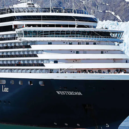 Holland America Westerdam cruise ship sailing through arctic